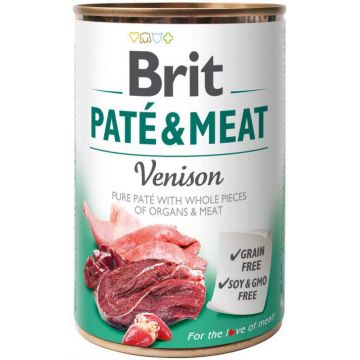 BRIT PATE & MEAT Conservă cu bucăţi de carne şi pate, cu Vânat 400g