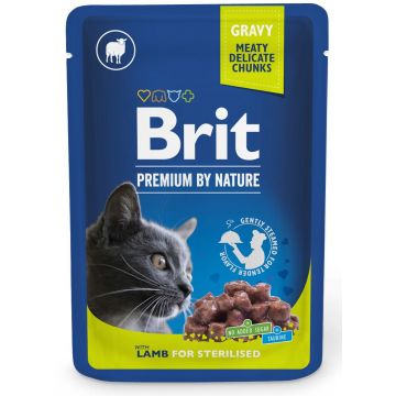 BRIT PREMIUM By Nature plic pentru pisici sterilizate, bucăţi Miel în sos 100g