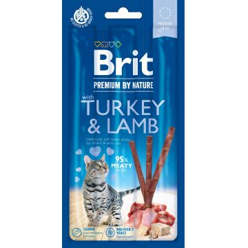 BRIT Premium by Nature Sticks, recompense pentru pisici, Curcan/Miel 3buc, 15g