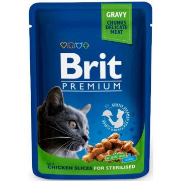 BRIT PREMIUM Sterilised plic pentru pisici sterilizate, bucăţi Pui în sos 100g