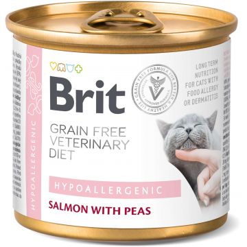 BRIT VD Hypoallergenic Conservă pt. pisici, reducerea intoleranţei la hrană 200g