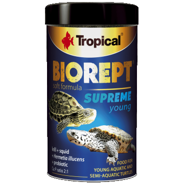 Dieta speciala cu adaos de probiotice pentru testoase acvatice si semiterestre tinere si in crestere Tropical BIOREPT SUPREME YOUNG, 36G