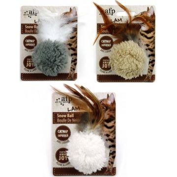 OUTLET ALL FOR PAWS Jucărie cu iarba pisicii, Bulgăre de zăpadă, Maro/Gri/Bej