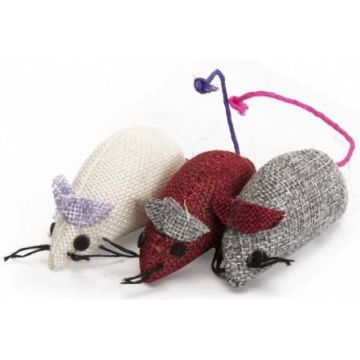 CAMON Jucărie pentru pisici Şoricei din iută, 3 bucăţi, 6,5cm, diferite culori