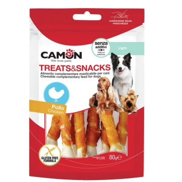 CAMON Recompense pentru câini, în formă de os, cu fâşii de carne Pui, 80g