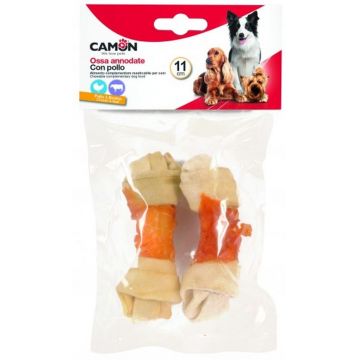 CAMON Recompense pentru câini, în formă de os înnodat, cu Pui şi Vită, 11cm, 70g
