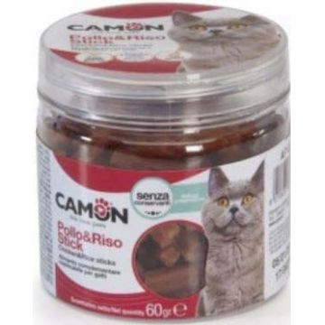 CAMON Snack pentru pisici, Sticks Pui şi orez 60g