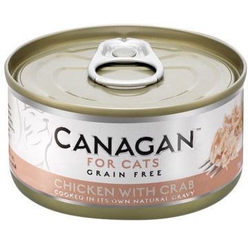 CANAGAN Conservă pentru pisici, cu Pui şi Crab 75g