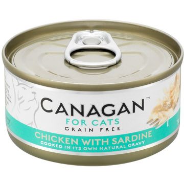 CANAGAN Conservă pentru pisici, cu Pui şi Sardine 75g
