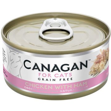 CANAGAN Conservă pentru pisici, cu Pui şi Şuncă 75g