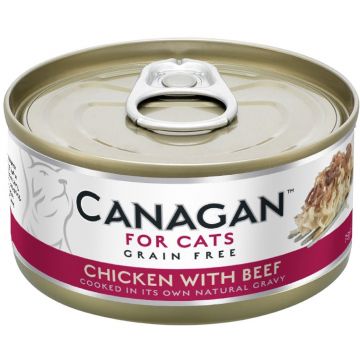 CANAGAN Conservă pentru pisici, cu Pui şi Vită 75g