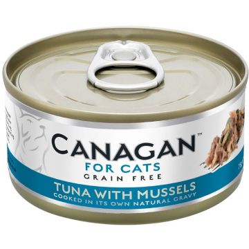 CANAGAN Conservă pentru pisici, cu Ton şi Midii 75g