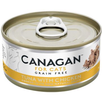 CANAGAN Conservă pentru pisici, cu Ton şi Pui 75g