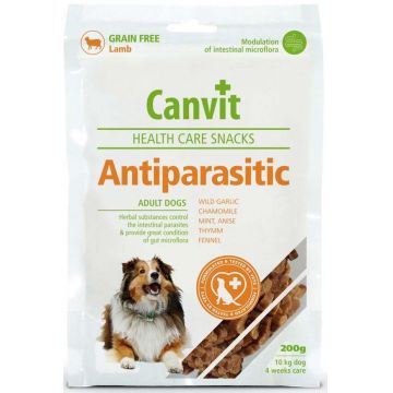 CANVIT Anti-Parasites Delicatesă pentru câini, fără cereale, cu Miel 200g