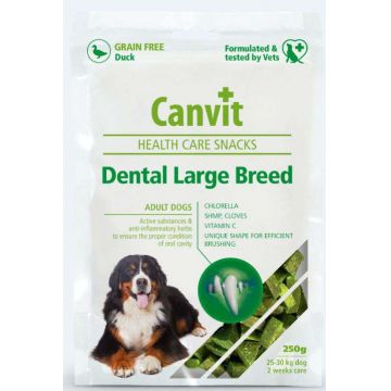 CANVIT Dental Delicatesă pentru câini de talie mare, fără cereale, cu Raţă 250g
