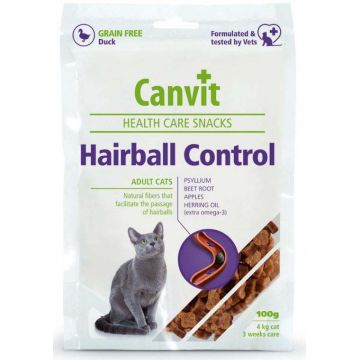 CANVIT Hairball Control Delicatesă pentru pisici, fără cereale, cu Raţă 100g