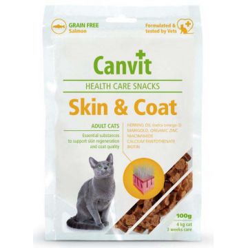 CANVIT Skin & Coat Delicatesă pentru pisici, fără cereale, cu Somon 100g