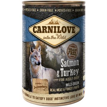 CARNILOVE Conservă pentru câini, cu Somon şi Curcan 400g