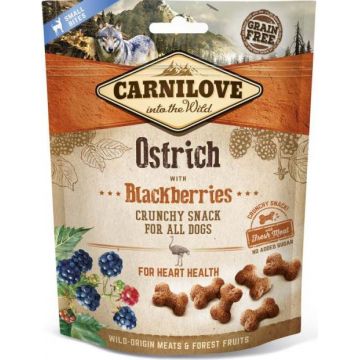CARNILOVE Crunchy Recompense pentru câini, cu Struţ şi Mure 200g