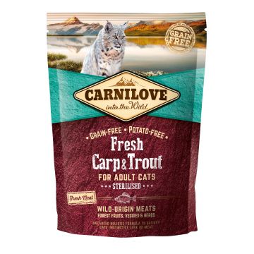 CARNILOVE Fresh Păstrăv şi Crap, fără cereale şi cartofi