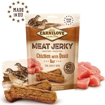 CARNILOVE Jerky Recompensă pentru câini, Baton cu pui şi prepeliţă 100g