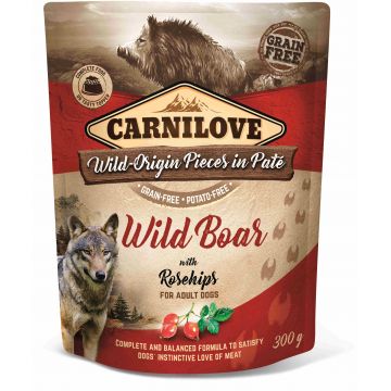 CARNILOVE Plic pentru câini, Pate cu Mistreţ şi măceşe 300g