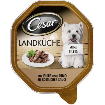 CESAR Pate pentru câini MINI FILETS cu Vită şi Curcan 150g