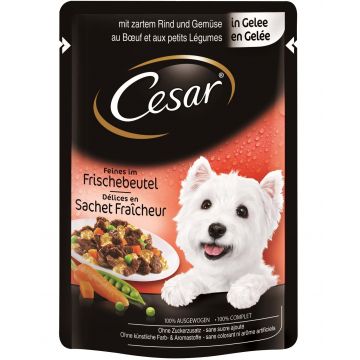 CESAR Plic hrană umedă pentru câini Vită şi Legume în Aspic 100g