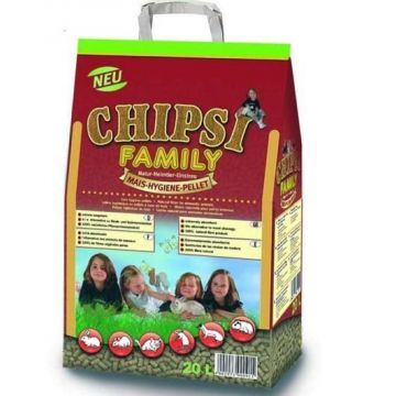 CHIPSI Family Aşternut pentru rozătoare şi păsări, din porumb 20L/12kg