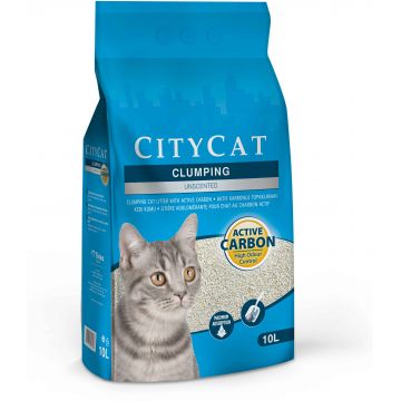 CITYCAT Clumping Active Carbon, Nisip pentru pisici, fără aromă, 10L/8,5 Kg