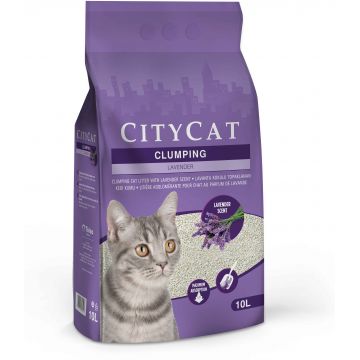 CITYCAT Clumping Lavender, nisip cu aromă de lavandă 10L/8,5kg