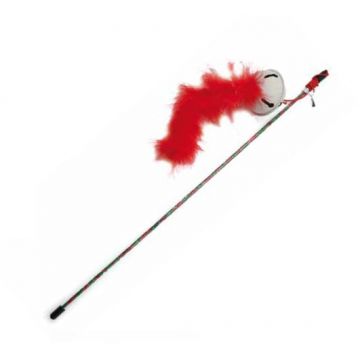 CROCI Jucărie pentru pisici Baghetă clopoţel cu pană, ed Crăciun, 40cm