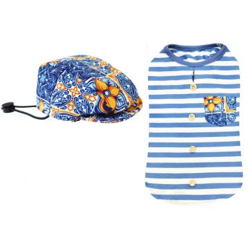 CROCI Tricou pentu câini MAIOLICHE, cu şapcă