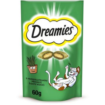 DREAMIES Recompense pentru pisici, cu aromă de iarba piscii 60g