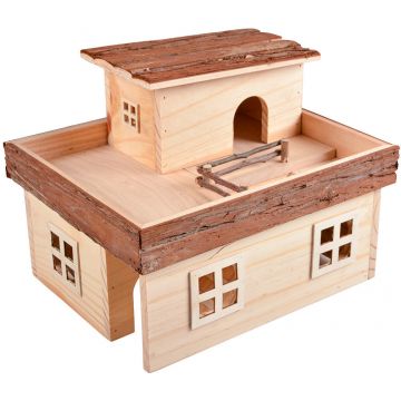 DUVO+ Căsuţă pentru rozătoare Mansion, lemn, 31x25x24cm