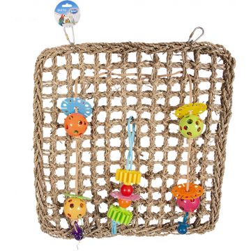 DUVO+ Jucărie pentru păsări Năvod din iarbă de mare şi bile, 41x37cm