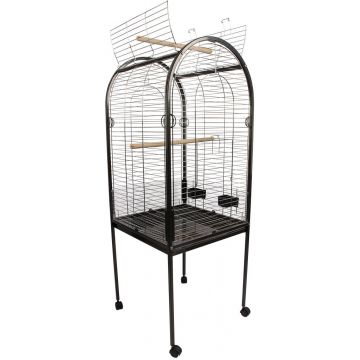 DUVO+ Volieră Junior xxlight Chrome pentru papagali mari, 55x55x130cm