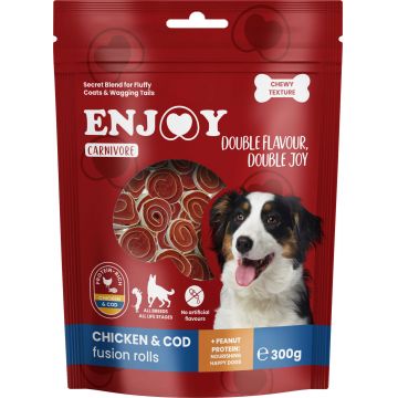 ENJOY Recompense pentru câini CARNIVORE, Rulou de pui&cod