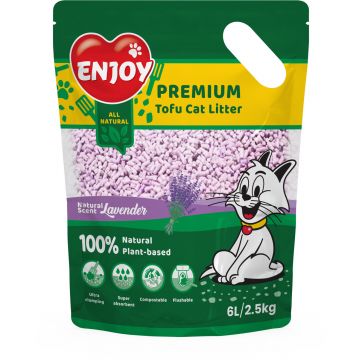 ENJOY Tofu Aşternut igienic pentru pisici, aromă Lavandă 6L/2,5kg