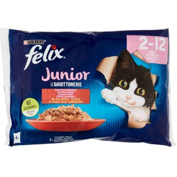 FELIX Fantastic Pachet plicuri JUNIOR pentru pisicuţe, cu Pui 4x85g
