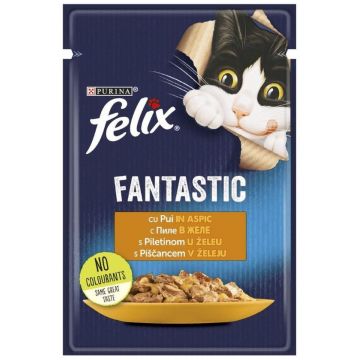 FELIX Fantastic Plic hrană umedă pentru pisici, cu Pui 85g
