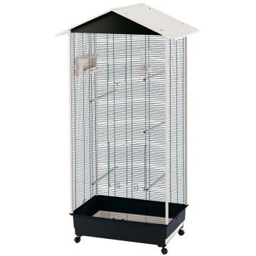 FERPLAST Volieră pentru canari şi păsări exotice NOTA, gratii negre 82x58x166cm