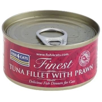 FISH4CATS Finest Conservă pentru pisici, cu file de Ton şi Creveţi 70g