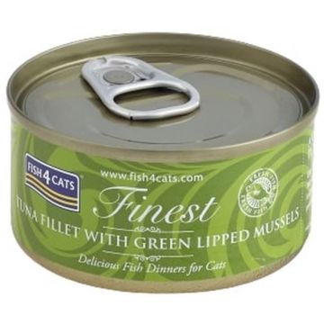 FISH4CATS Finest Conservă pentru pisici, cu file de Ton şi Midii 70g