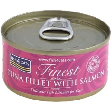 FISH4CATS Finest Conservă pentru pisici, cu file de Ton şi Somon 70g