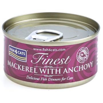 FISH4CATS Finest Conservă pentru pisici, cu Macrou şi Anşoa 70g