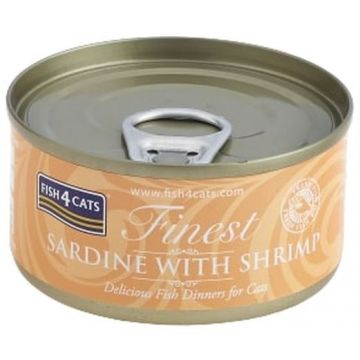 FISH4CATS Finest Conservă pentru pisici, cu Sardine şi Creveţi 70g