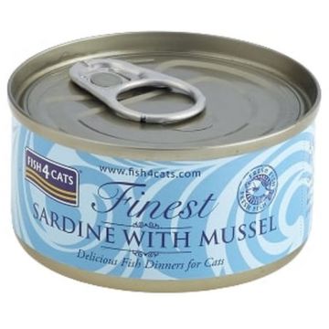 FISH4CATS Finest Conservă pentru pisici, cu Sardine şi Midii 70g