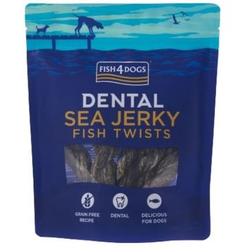 FISH4DOGS Dental Sea Recompensă câini, rulou răsucit din piele de peşte 100g
