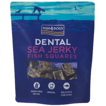 FISH4DOGS Dental Sea Recompensă pentru câini, pătrăţel din piele de peşte 115g